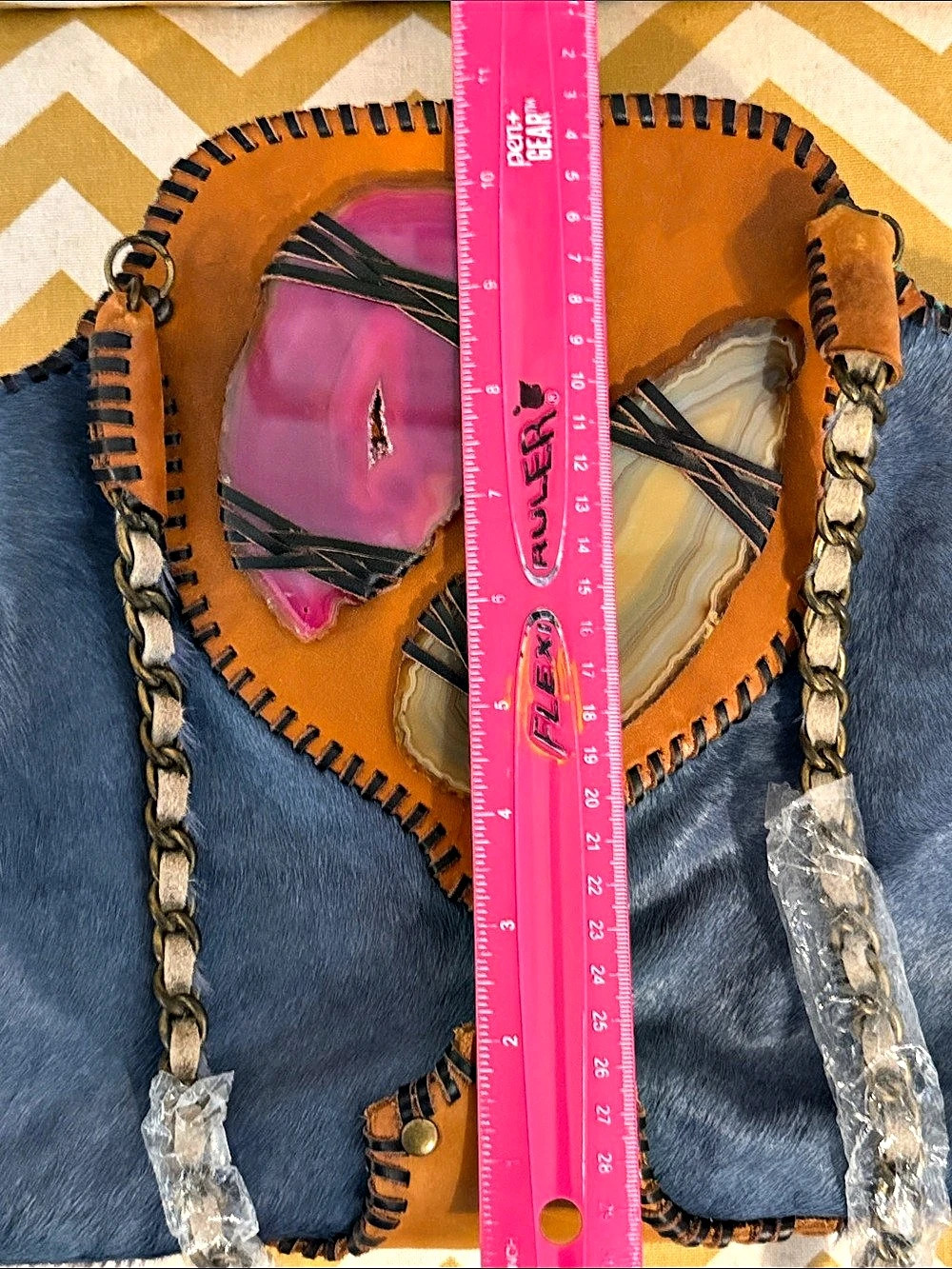 NWOT Sharif Agate Ponyhair and Leather Shoulder Bag - Picture 6 of 12